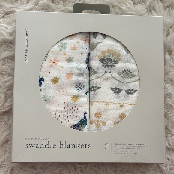 Little Unicorn Deluxe Muslin Swaddle Blankets new peacock free shipping! - Picture 1 of 3